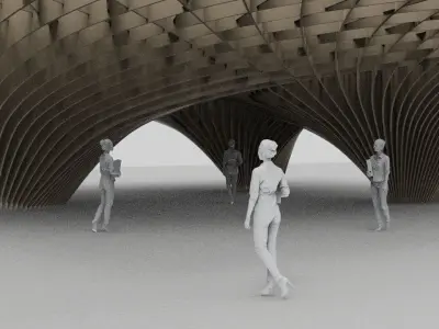 Spiral Waffle Pavilion 3D model