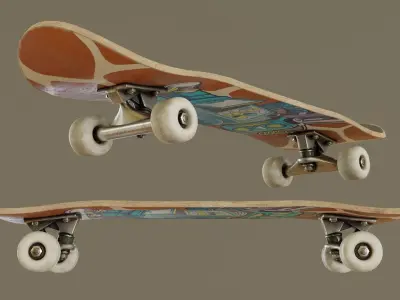 Skateboard - Giraffe Deck Low-poly 3D model