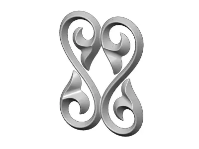 Double floral  scroll decoration element relief  3D print model