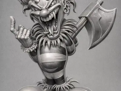 Evil Clown Character 3D Model for Jewelry Pendant Design 3D print model