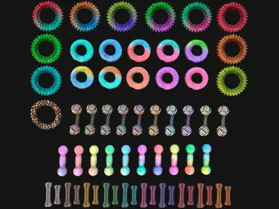 Zoo Toys for Pet Cats and Dogs to Chew Gnawing Pack Low-poly 3D model