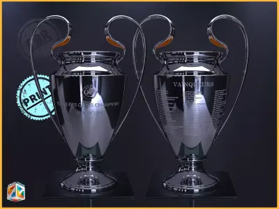 UEFA champions league  - 2  print versoions - engraved and clean 3D print model