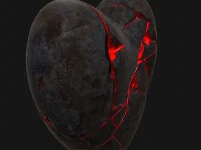 Broken Heart 3 Low-poly 3D model