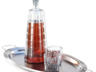 Whiskey decanter with glasses v01  3D model