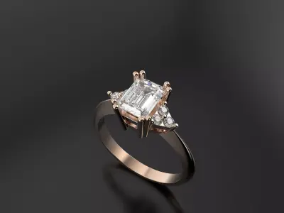 Emerald ring for women 3D print model
