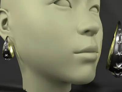 earrings gold and hoop 3D model