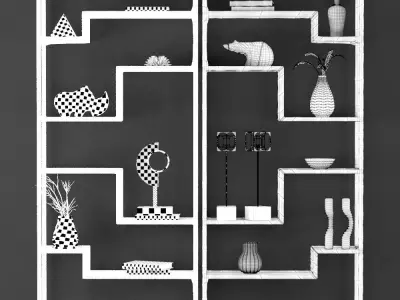 Metal Shelf Decorative Set 3D model