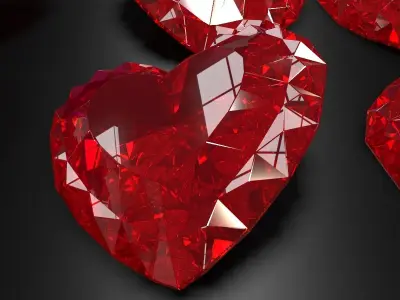 Set Heart shaped gemstone v2 3D model