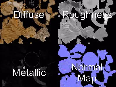 Golden Regal Statue model pack Low-poly 3D model