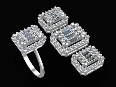 Diamond Solitaire Baguette Ring 3D print model purchase
