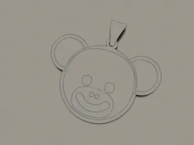 Bear Character Enamel Pendant 3D model Texture 3D print model