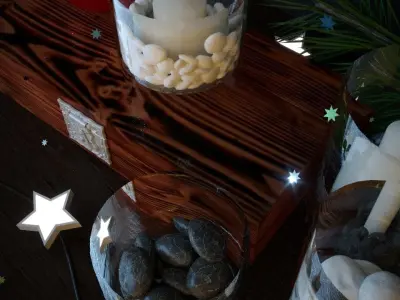 Christmas decoration with a chest and candles 3D model