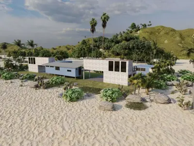 Temporary villa - villa condo - container building 3D model