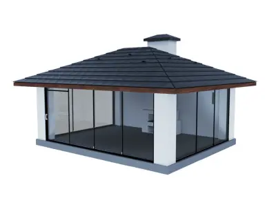 belvedere gazebo with glass roof 3D model