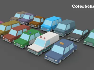 LowPoly Vehicles Pack Low-poly 3D model