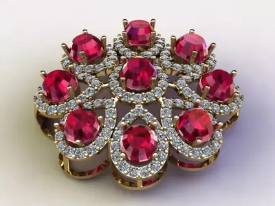 Solitaier Women Pendant 3dm file use natural gem 3D model