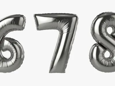 Foil air balloon numbers 03 3D model