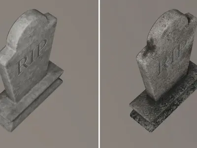 Tombstone Dirty Scary RIP inscription graveyard Free low-poly 3D model