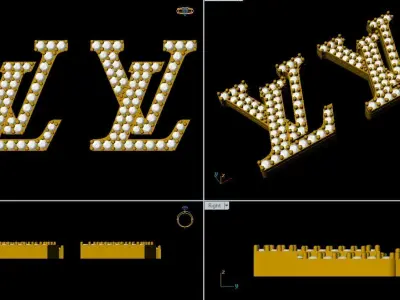 Luxury Style Gold Earrings  Designer  TOPS  Inspired 3D print model