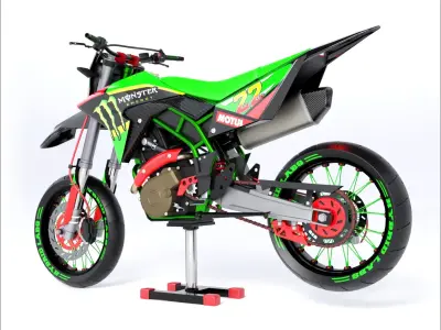 Supermoto dirt bike Low-poly 3D model