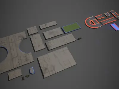 Sci Fi Modular Road Pack Low-poly 3D model