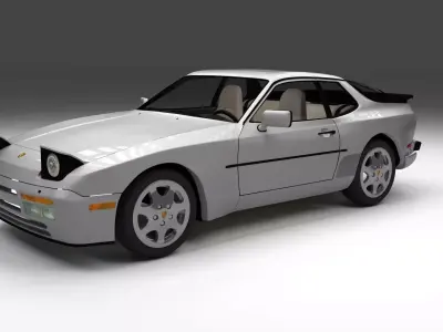 Porsche 944 S2 with interior 3D model