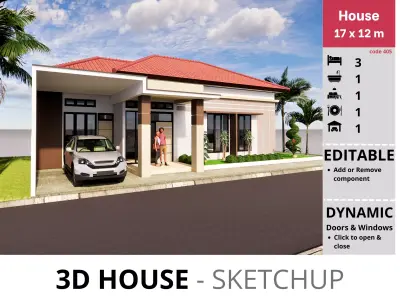 House 17x12m code 405 - Sketchup 3D model
