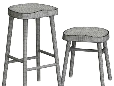 Zara Home The Ash Wood Stool 3D model