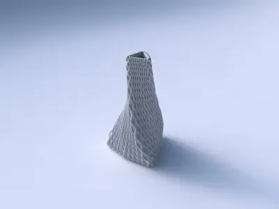 Vase twist tilted triangle with grid piramides 3D print model
