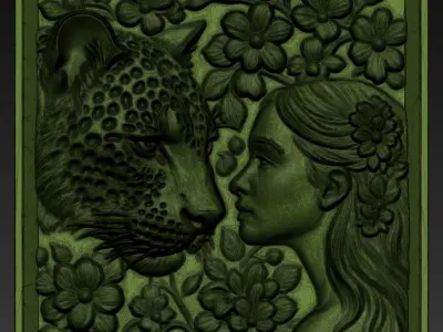 Leopard Head and A Girl A18 3D print model