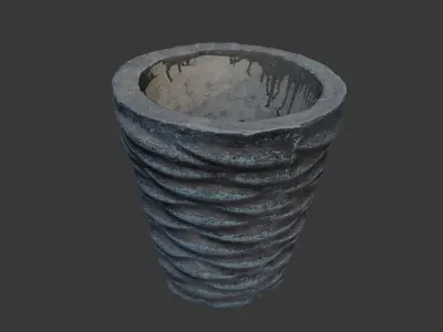 Aged Concrete Planter 3D Scan Low-poly 3D model