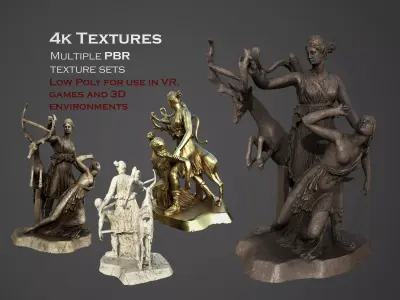 Statue of Artemis and Iphigeneia  Low-poly 3D model