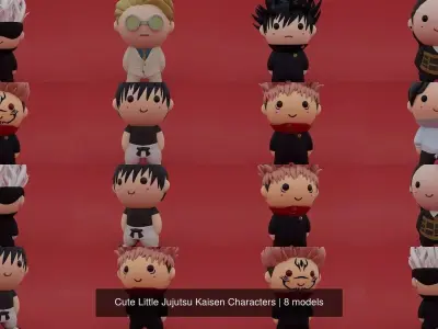 Cute Little Jujutsu Kaisen Characters 3D Model Collection