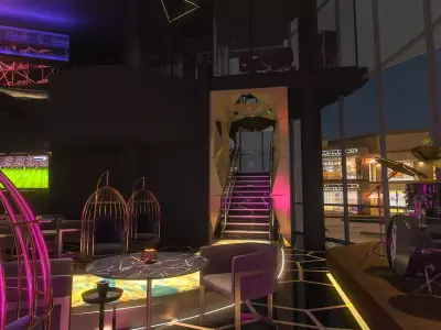 Modern Cigar Lounge and Cafe Bar Interior 3D Model 3D model