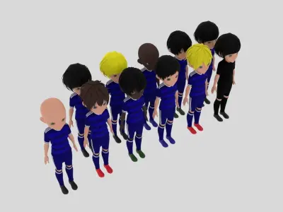 Blue Soccer - Football Team Low-poly 3D model