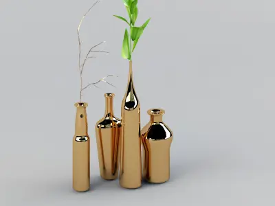 Vase Set gold vases 3D model