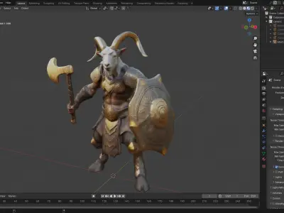 Goat Warrior 3D Model Mythical Fantasy Character Low-poly 3D model