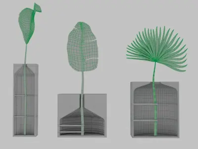 Modern concrete Pots Free 3D model