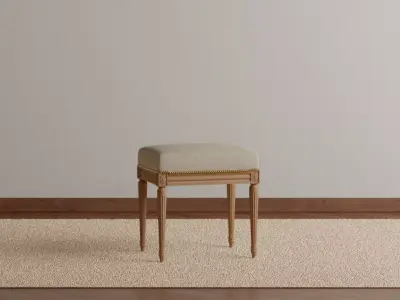 Provincial Vintage Upholstered Ottoman 3D model