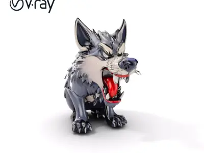 Fierce Cartoon Wolf Model Pack Low-poly 3D model