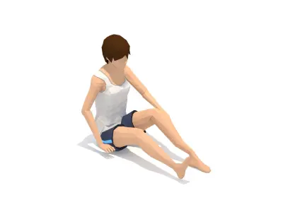 Staff Pose Yoga Exercise Woman Animation Low-poly 3D model