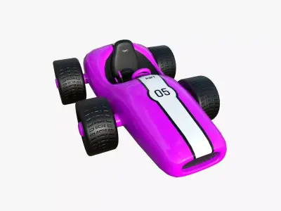 Cartoon Kart F05 Pink - Vehicle Racing Design Low-poly 3D model