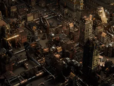 Steampunk Gears Disctrict 3D model