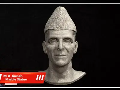 Muhammad Ali Jinnah Marble Statue Low-poly 3D model