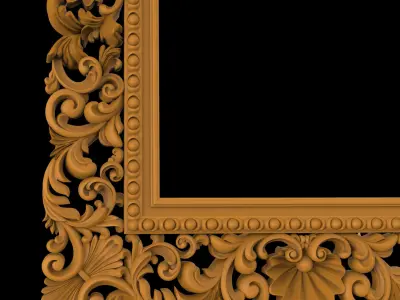 Carved CNC 3D rectangular model of mirror frame 3D print model 3D print model