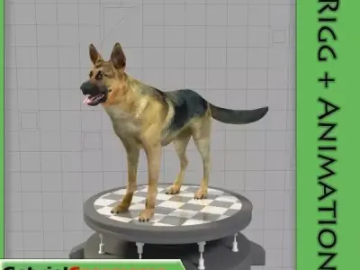 German Shepherd Low-poly 3D model
