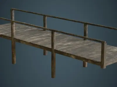 Plank Bridge 2B Low-poly 3D model