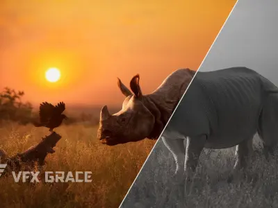 Indian Rhinoceros Rigged  VFX Grace 3D model