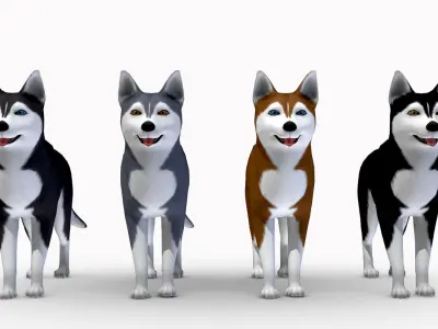 Husky dog Low-poly 3D model purchase