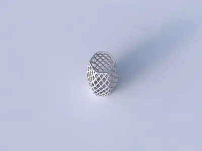 Vase hexagon with diagonal grid lattice 3D print model